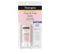 Neutrogena Pure & Free Baby Mineral Sunscreen Stick with Broad Spectrum SPF 50 & Zinc Oxide, Water-Resistant, Hypoallergenic, Paraben-, Dye- & PABA-Free Baby Face & Body Sunscreen, 0.47 oz