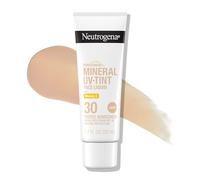 Neutrogena Purescreen+ - Crème solaire teintée pour le visage avec SPF 30, écran solaire minéral à large spectre avec oxyde de zinc et vitamine E, résistant à l'eau, sans parfum, léger, 32,5 ml