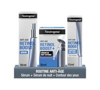 Neutrogena - Routine Anti-Âge Retinol Boost (Sérum de Nuit 30 ml + Sérum 30 ml + Contour des Yeux 15 ml) - Soins visage au rétinol pour rides, ridules et pattes d’oie