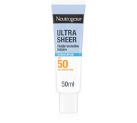 Neutrogena - Fluide Solaire Invisible Ultra Sheer Hydratation SPF 50 UVB + UVA (50 ml) - Crème solaire visage antioxydante avec vitamine C - Sec au toucher et absorption rapide, hydratation 24h