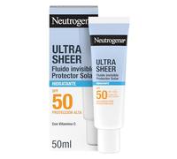 Neutrogena Ultra Sheer Invisible Fluide Hydratant SPF50 (50 ml), Crème Solaire Visage 50 Large Spectre, Ultraléger, Hydratant Visage Hypoallergénique, Imperméable