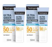 Neutrogena Ultra Sheer Solaire Crème Invisible Hydratation SPF50 Pour La Peau 2x50 ml