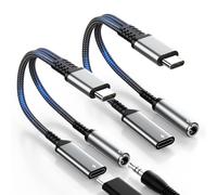 NEUTYPECHIC 2 Pièces Adaptateur USB C Jack, Cable Jack USB C 2 en 1, Adaptateur Prise en Charge de la Charge Rapide de 60 W, Portable Double Compatible pour Huawei, Xiaomi, Samsung