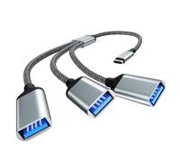 NEUTYPECHIC Câble Répartiteur USB C vers USB A, Adaptateur 3 en 1, Câble OTG USB Type C Mâle vers USB A 2.0 Femelle, avec Fonction de Transfert de Données, pour MacBook/Samsung/Pro/Mini/XPS/PC (Gris)