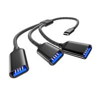 NEUTYPECHIC Câble Répartiteur USB C vers USB A, Adaptateur 3 en 1, Câble OTG USB Type C Mâle vers USB A 2.0 Femelle, avec Fonction de Transfert de Données, pour MacBook/Samsung/Pro/Mini/XPS/PC (Noir)