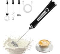 NEUTYPECHIC Mousseur à Lait Rechargeable USB-C, Milk Frother avec 3 Vitesses, Touilleur Electrique avec 3 Fouets en Acier Inoxydable pour Café/Latte/Cappuccino/Crème/Cocktails/Cappuccino et œufs