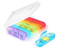 NEUTYPECHIC Pilulier Semainier, Pilulier Semaine Matin Midi Soir, 7 Jours 3 Compartiments Pilulier, Boîte à Médicaments Étanche Grande Capacité, Pilulier, Huile de Poisson, Irisé (Transparent)