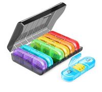 NEUTYPECHIC Pilulier Semainier Semaine Matin Midi Soir, Boîte à Médicaments Étanche Grande Capacité, Huile de Poisson, Irisé (Noir)