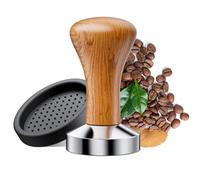 NEUTYPECHIC Tamper 51mm Conception Détachable, Tamper Café 51mm avec Tampon en Silicone, Espresso Tamper Manche en Bois Massif, Métal de Haute Qualité Presse à Café pour Amateurs de Café, Bois Foncé