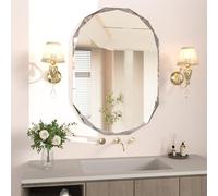 NEUWEABY Miroir de Salle de Bain pour Mur, Miroir Ovale de 50 x 71 cm Miroir de courtoisie de Salle de Bain, Miroir Mural à Bords biseautés irréguliers, Miroir Mural décoratif sans Cadre