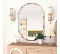 NEUWEABY Miroir de Salle de Bain pour Mur, Miroir Ovale de 60 x 90 cm Miroir de courtoisie de Salle de Bain, Miroir Mural à Bords biseautés irréguliers, Miroir Mural décoratif sans Cadre