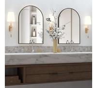 NEUWEABY Miroir Mural Arqué pour Salle de Bain, 50 X 75 cm Miroir de Salle de Bain avec Cadre en Métal, 2 Pièces Miroir Noir Décoratif pour Cheminée, Chambre à Coucher, Entrée