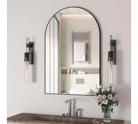 NEUWEABY Miroir Mural Arqué pour Salle de Bain, 60 X 90 cm Miroir Mural Arqué avec Cadre en Métal, Miroir de Courtoisie Décoratif Noir pour Cheminée, Chambre à Coucher, Entrée, Salon