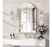 NEUWEABY Miroir Mural Arqué pour Salle de Bain, 60 X 90 cm Miroir Mural Arqué avec Cadre en Métal, Miroir de Courtoisie Décoratif Doré pour Cheminée, Chambre à Coucher, Entrée, Salon