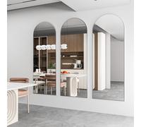 NEUWEABY Miroir Pleine Longueur, 180 x 80cm Arqué Blanc Miroir de Sol avec Support, Complet du Corps, Suspendu ou Appuyé Contre Le Mur pour Chambre à Coucher, Entrée