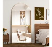 NEUWEABY Miroir Pleine Longueur, 180 x 80cm Arqué Doré Miroir de Sol avec Support, Complet du Corps, Suspendu ou Appuyé Contre Le Mur pour Chambre à Coucher, Entrée
