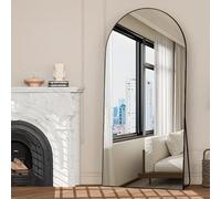 NEUWEABY Miroir Pleine Longueur, 180 x 80cm Arqué Noir Miroir de Sol avec Support, Complet du Corps, Suspendu ou Appuyé Contre Le Mur pour Chambre à Coucher, Entrée, Salon