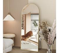 NEUWEABY Miroir Pleine Longueur de 162 x 53 cm avec Support Miroir Arqué Doré À Suspendre ou se Pencher Contre Le Mur pour Chambre à Coucher, Entrée, Chambre à Coucher, Salon