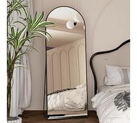 NEUWEABY Miroir Pleine Longueur de 162 x 53 cm avec Support Miroir Arqué Noir À Suspendre ou se Pencher Contre Le Mur pour Chambre à Coucher, Entrée, Chambre à Coucher, Salon