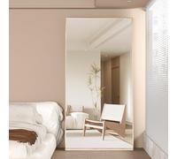 NEUWEABY Miroir Pleine Longueur Miroir 180 x 80 cm Miroir de Sol Doré avec Pied Grand Miroir Rectangulaire pour Chambre à Coucher Cadre en Alliage d'aluminium A Suspendre