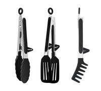 Neuytiky 3 Pièces Pince Cuisine Inox de 27 cm en Acier Inoxydable Avec Support,Pinces pour Barbecue,Pince Cuisine Inox,Sans BPA,pour Barbecue,Buffet,Servir,Salade
