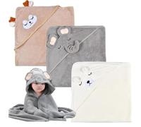 Neuytiky 3 Pièces Serviette de Bain Capuche Bébé, Serviette Bebe Naissance, Douces & Absorption Forte, Bain Super Absorbante, Cape de Bain pour Piscine, à la Plage, Après la Douche ou Le Bain