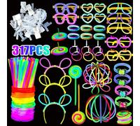 Neuytiky 317 Pièces Bâtonnets Lumineux pour Enfants, Bracelets Fluorescents Glow, Bracelet avec Connecteurs pour Halloween,Noël,Anniversaires,Festival,Fournitures de Fête Sombre