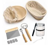 Neuytiky 8 Pièces Kit Boulanger Levain,Kit pour Faire du Pain,Panier de Levée de Pâtisserie,Outils de Panification,Kit Boulangerie,Paniere a Pain,pour la Cuisson du Pain et Des Pâtisseries