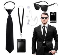 Neuytiky Agent Costume Accessoires,Ensemble de Costumes de Services Secrets,Ensemble de Jeu de Rôle Pour Fête,Kit de Costumade de Sécurité