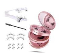 Neuytiky Kit de cils magnétiques 3D volume - Cils magnétiques réutilisables, sans colle, pour un look naturel et des yeux glamour, avec recourbe-cils (noir)