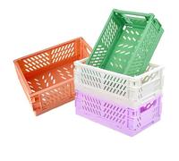 Neuytiky Lot de 4 paniers de rangement pliables,Empilable Cagettes avec Poignée,Caisse Pliable Plastique,boîte de rangement multifonctionnelle pour Chambre à Coucher Bureau Cuisine(25 x 16 x 10 cm)