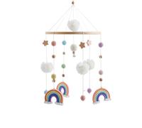Neuytiky Mobile lit bébé, carillon mobile en bois pour bébé,Crèche avec Boules en Feutre,cadeau pour bébé fille ou garçon,jouet hochet (arc-en-ciel)
