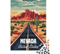 Nevada Desert Road Poster, Puzzle 1000 Pièces Adulte, 70x50cm/1000pcs | Pour la période de l'Avent : ce puzzle adulte 1000 pièces associe idée cadeau et passion du puzzle.