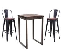 NEVADA - Ensemble haut acier/bois massif foncé Marron foncé