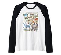 Nevada, NV, États-Unis, Carte, icônes, Las Vegas, Lake Tahoe, Reno Manche Raglan