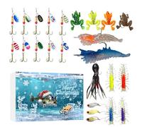 Nevalerra Calendrier de compte à rebours de Noël pour pêcheurs | Compte à rebours de l'Avent jusqu'à Noël | Leurre de pêche en plein air | pour ruisseau, rivière, truite, perche, hommes, père