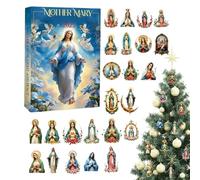 Nevalerra Calendrier de l'Avent 2025 - Décoration de Noël en acrylique 2D - Pendentif Marie - Décoration de Noël - Pour l'intérieur et l'extérieur - Pour la maison, le mur, la fenêtre, l'arbre, le