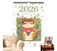 Nevalerra Calendrier mural pour chats, année 2026, outil de planification scolaire sur le thème du dessin animé, calendrier familial 12, pour décoration et organisation pour la maison et l'école