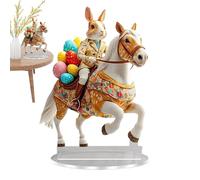 Nevalerra Centre de table en forme de lapin de Pâques - Décoration de table - Cheval d'équitation - Décoration de table avec notre acrylique - Décoration de la maison - Plateau rustique - 18 cm