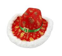 Nevalerra Chapeau de Cowboy du Père Noël - Bordures Blanches Costume Western Festive Pour Les Fêtes,Chapeau de Cowboy du Père Noël pour le | pour les fêtes du Nouvel An pour Cosplay et danses