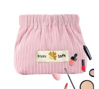 Nevalerra Corduroy Cosmetic Pouch - Stylish Soft Small Makeup Organizer, Portable Corduroy Bag | Elastic Top Design, Large Capacity Cosmetic Storage for Women, Females, Girls, Travel, Everyday