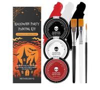 Nevalerra Halloween Face Paint | Fondation blanche peinture rouge noire avec pinceaux pour le corps du visage - Maquillage pour femmes hommes Men Performance Halloween Party Cosplay Events