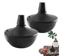 Nevalerra Lot de 2 brûleurs de table en métal - Mèches de lampe de poche - Brûleur à huile en acier inoxydable - Rechargeable - 2 bougies brûleurs à huile en métal pour cour, maison, terrasse