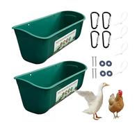 Nevalerra Mangeoire pour poules - Distributeur de nourriture pour poulets - Montage sur clôture - Récipient en plastique - Accessoires - Résistant aux intempéries - Avec ouverture pour nourrir les