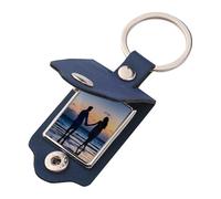 Nevalerra Porte-clés avec cadre photo - 5 cm, support photo en cuir synthétique, porte-clés réutilisable pour femmes, hommes, garçons, filles, amis, cadeau, souvenir, souvenirs, bleu, Refer to