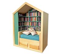 Nevalerra Tiny BIBSHELF avec de Petits Livres | Books de décoration de Livres en Bois Set Stress relever bookroom, Miniature Livre Box de décoration Plate-Forme Miniature avec 200 Livres pour