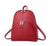 Nevenka Sac a Dos Femme en Cuir PU Doux et Souple Cartable Fille à Fermeture Éclaire Sac Porté Dos Scolaire Fille avec Bandoulières Ajustables (Rouge)
