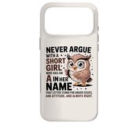 Never Argue with A Short Girl Who Has an 'A', Cute Owl Design Coque pour iPhone 17 Pro Max