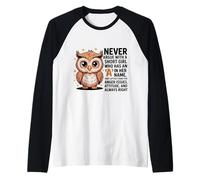 Never Argue with A Short Girl Who Has an 'A', Cute Owl Design Manche Raglan