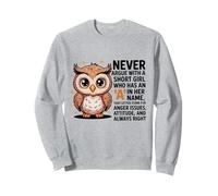 Never Argue with A Short Girl Who Has an 'A', Cute Owl Design Sweatshirt